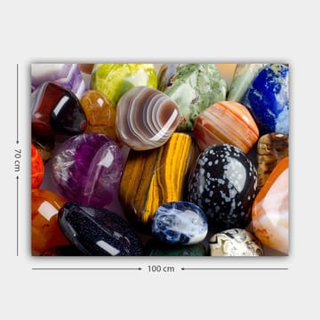 Canvastavla 70x100 cm - Samling av färgglada ädelstenar och mineraler i olika former och nyanser - Lila / Orange / Grön - Inredning - Tavlor & posters - Canvastavla