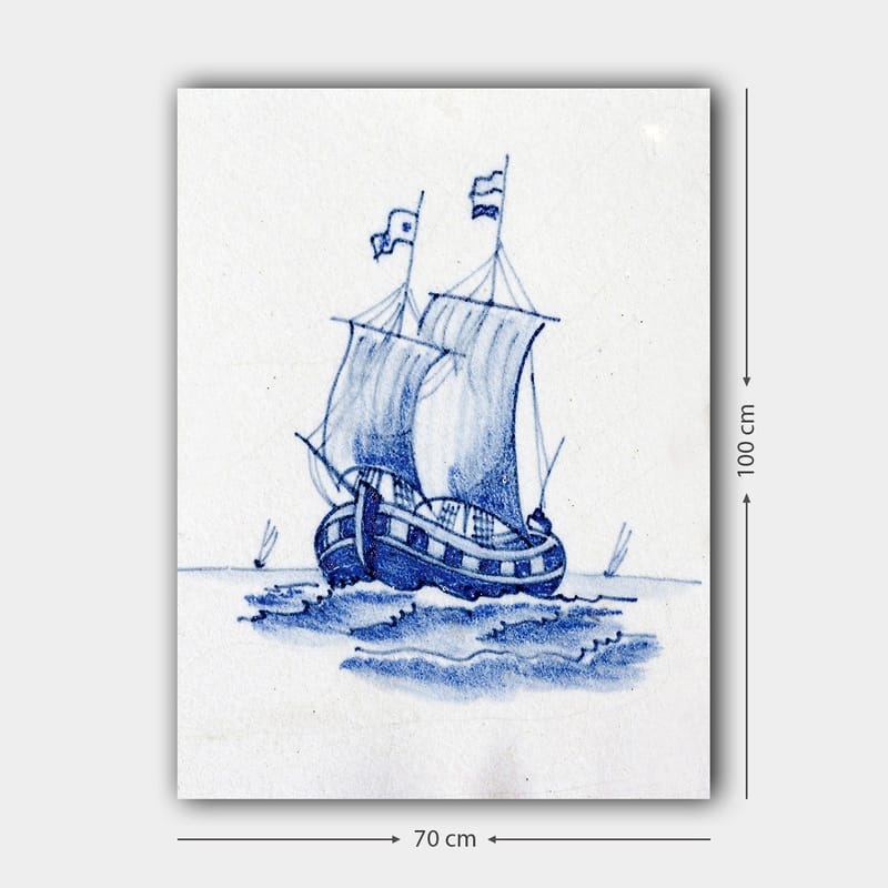 Canvastavla 70x100 cm - Segelbåt med vita segel som navigerar på havet - Blå / Vit - Inredning - Tavlor & posters - Canvastavla