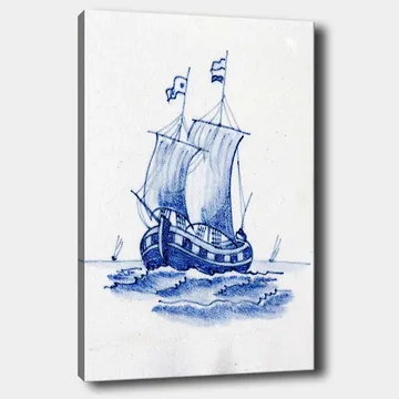 Canvastavla 70x100 cm - Segelbåt med vita segel som navigerar på havet - Blå / Vit - Inredning - Tavlor & posters - Canvastavla