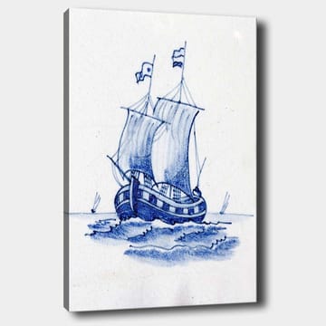 Canvastavla 70x100 cm - Segelbåt med vita segel som navigerar på havet - Blå / Vit - Inredning - Tavlor & posters - Canvastavla