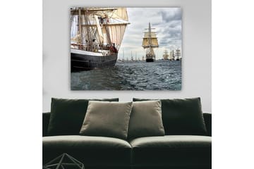 Canvastavla 70x100 cm - Segelbåtar som navigerar genom ett livligt hav - Mörkblå / Vit / Beige - Inredning - Tavlor & posters - Canvastavla