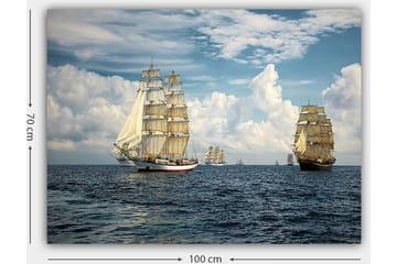 Canvastavla 70x100 cm - Segelbåtar som navigerar på ett öppet hav under en klar himmel - Blå / Vit / Beige - Inredning - Tavlor & posters - Canvastavla