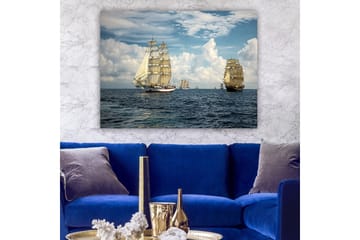 Canvastavla 70x100 cm - Segelbåtar som navigerar på ett öppet hav under en klar himmel - Blå / Vit / Beige - Inredning - Tavlor & posters - Canvastavla