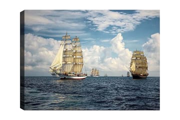 Canvastavla 70x100 cm - Segelbåtar som navigerar på ett öppet hav under en klar himmel - Blå / Vit / Beige - Inredning - Tavlor & posters - Canvastavla