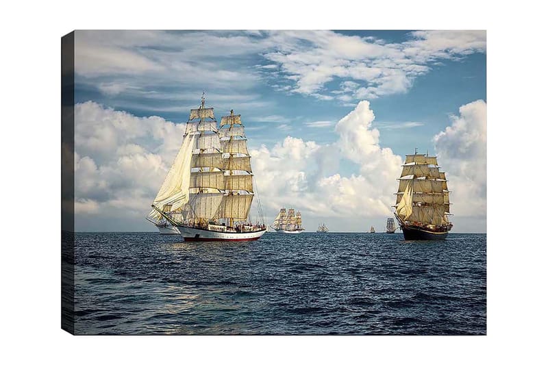 Canvastavla 70x100 cm - Segelbåtar som navigerar på ett öppet hav under en klar himmel - Blå / Vit / Beige - Inredning - Tavlor & posters - Canvastavla