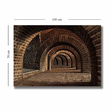 Canvastavla 70x100 cm - Serie av valv i en gammal stenstruktur som skapar en känsla av djup och perspektiv - Mörkbrun / Grå / Beige - Inredning - Tavlor & posters - Canvastavla