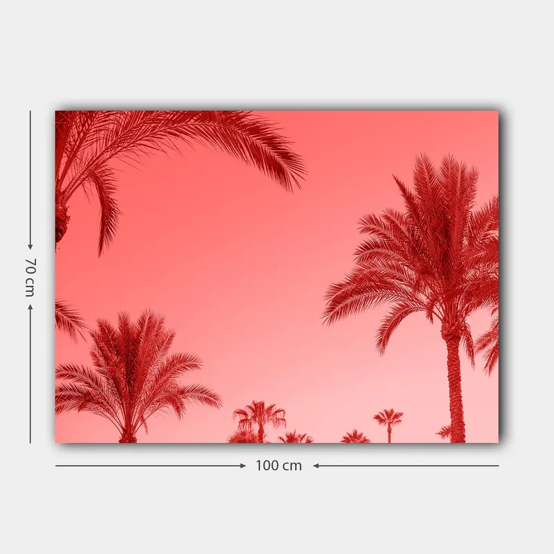 Canvastavla 70x100 cm - Silhuetter av palmer mot en rödaktig himmel - Röd / Rosa - Inredning - Tavlor & posters - Canvastavla