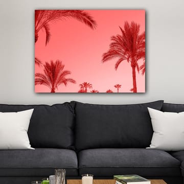 Canvastavla 70x100 cm - Silhuetter av palmer mot en rödaktig himmel - Röd / Rosa - Inredning - Tavlor & posters - Canvastavla