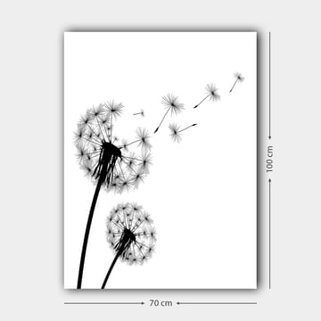Canvastavla 70x100 cm - Siluetter av maskrosor som sprider sina frön i vinden - Svart / Vitt - Inredning - Tavlor & posters - Canvastavla