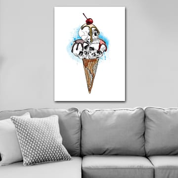 Canvastavla 70x100 cm - Skulptur av en glass med dödskallar som toppas av ett körsbär - Vit / Brun / Röd - Inredning - Tavlor & posters - Canvastavla