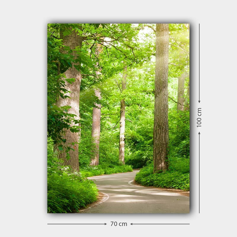 Canvastavla 70x100 cm - Slingrande väg genom en grönskande skog - Grön / Brun - Inredning - Tavlor & posters - Canvastavla