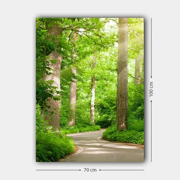 Canvastavla 70x100 cm - Slingrande väg genom en grönskande skog - Grön / Brun - Inredning - Tavlor & posters - Canvastavla