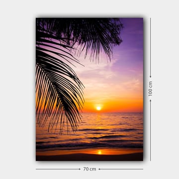 Canvastavla 70x100 cm - Solnedgång över havet med palmer i förgrunden - Lila / Orange / Gult - Inredning - Tavlor & posters - Canvastavla
