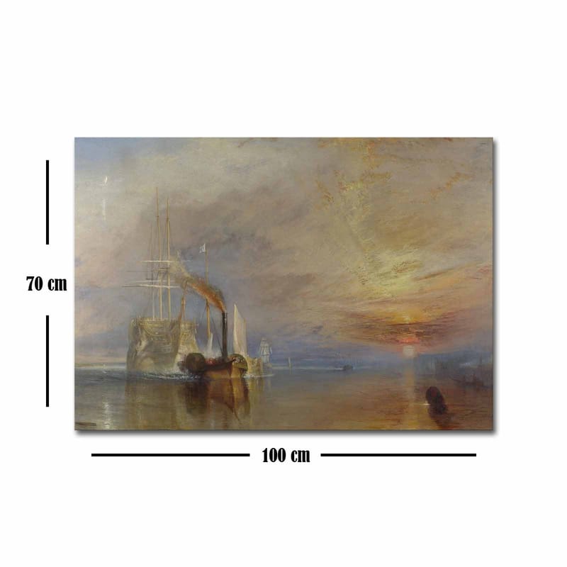 Canvastavla 70x100 cm - Stämningsfull sjöscen med ångbåtar som seglar under en färgsprakande himmel - Blå / Orange / Grå - Inredning - Tavlor & posters - Canvastavla