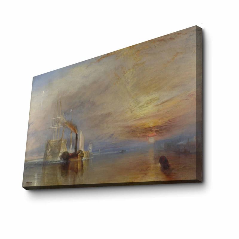 Canvastavla 70x100 cm - Stämningsfull sjöscen med ångbåtar som seglar under en färgsprakande himmel - Blå / Orange / Grå - Inredning - Tavlor & posters - Canvastavla