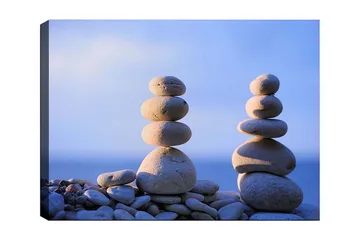 Canvastavla 70x100 cm - Stabila stenar i en harmonisk balans - Ljusgrå / Beige / Blå - Inredning - Tavlor & posters - Canvastavla