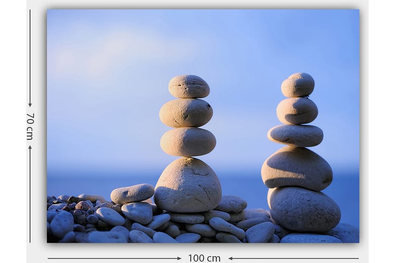 Canvastavla 70x100 cm - Stabila stenar i en harmonisk balans - Ljusgrå / Beige / Blå - Inredning - Tavlor & posters - Canvastavla