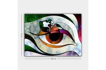 Canvastavla 70x100 cm - Stiliserad ögonform med färgglada inslag som skapar en hypnotisk effekt - Grön / Brun / Vit - Inredning - Tavlor & posters - Canvastavla