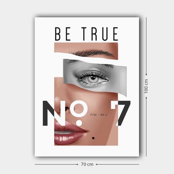 Canvastavla 70x100 cm - Stiliserad ansiktsporträtt med fokus på ögon och läppar - Beige / Grå / Svart - Inredning - Tavlor & posters - Canvastavla