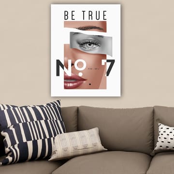 Canvastavla 70x100 cm - Stiliserad ansiktsporträtt med fokus på ögon och läppar - Beige / Grå / Svart - Inredning - Tavlor & posters - Canvastavla