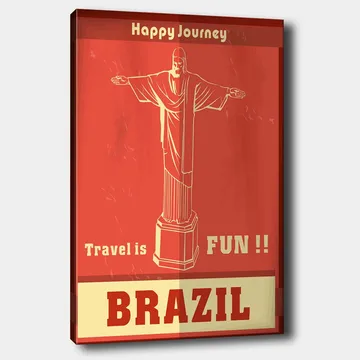 Canvastavla 70x100 cm - Stiliserad avbildning av Kristusstatyn i Rio de Janeiro med en glad resebudskap - Röd / Beige - Inredning - Tavlor & posters - Canvastavla