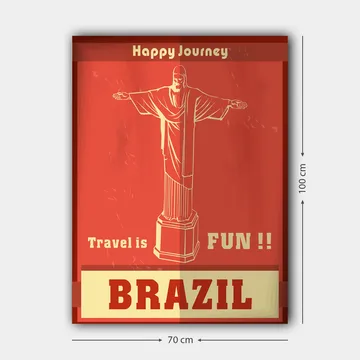 Canvastavla 70x100 cm - Stiliserad avbildning av Kristusstatyn i Rio de Janeiro med en glad resebudskap - Röd / Beige - Inredning - Tavlor & posters - Canvastavla