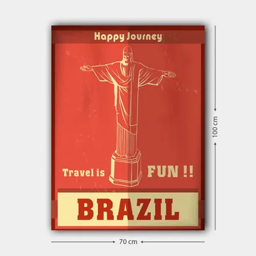 Canvastavla 70x100 cm - Stiliserad avbildning av Kristusstatyn i Rio de Janeiro med en glad resebudskap - Röd / Beige - Inredning - Tavlor & posters - Canvastavla