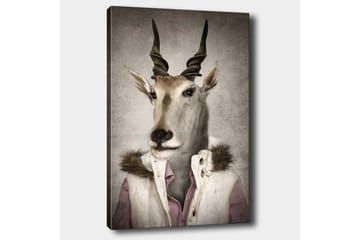 Canvastavla 70x100 cm - Stiliserad bild av en antilopklädd i en modern jacka med krage - Beige / Vit / Grå - Inredning - Tavlor & posters - Canvastavla