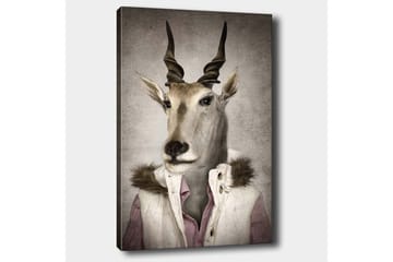 Canvastavla 70x100 cm - Stiliserad bild av en antilopklädd i en modern jacka med krage - Beige / Vit / Grå - Inredning - Tavlor & posters - Canvastavla