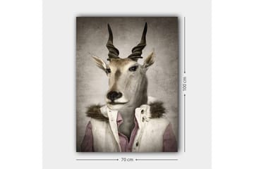 Canvastavla 70x100 cm - Stiliserad bild av en antilopklädd i en modern jacka med krage - Beige / Vit / Grå - Inredning - Tavlor & posters - Canvastavla