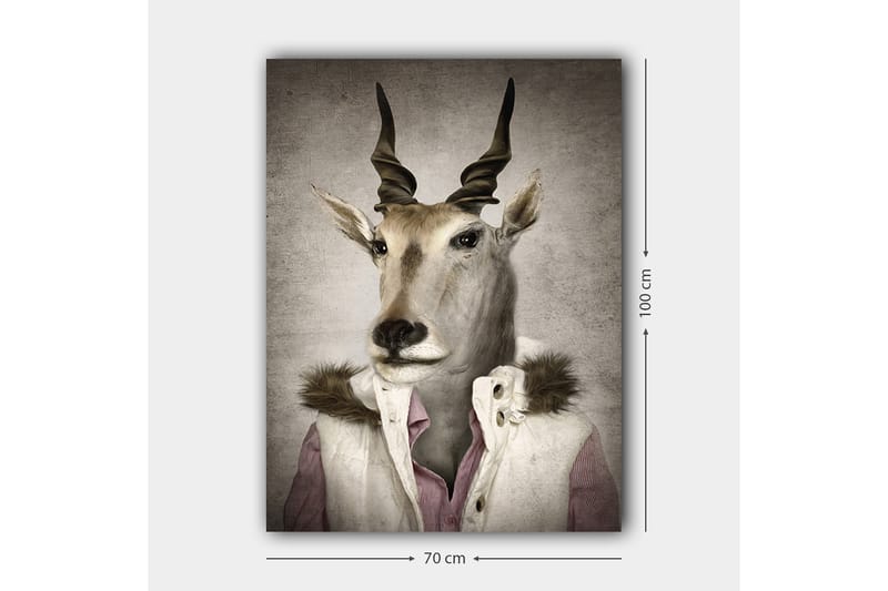 Canvastavla 70x100 cm - Stiliserad bild av en antilopklädd i en modern jacka med krage - Beige / Vit / Grå - Inredning - Tavlor & posters - Canvastavla