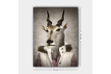 Canvastavla 70x100 cm - Stiliserad bild av en antilopklädd i en modern jacka med krage - Beige / Vit / Grå - Inredning - Tavlor & posters - Canvastavla