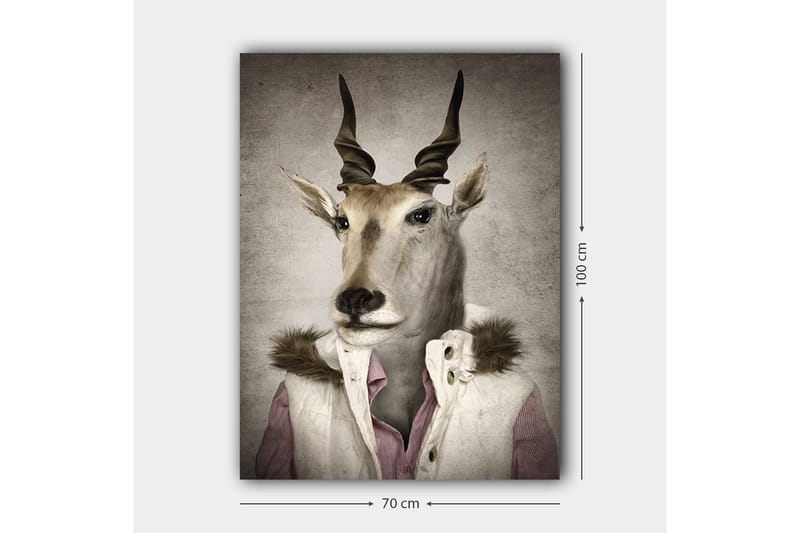 Canvastavla 70x100 cm - Stiliserad bild av en antilopklädd i en modern jacka med krage - Beige / Vit / Grå - Inredning - Tavlor & posters - Canvastavla