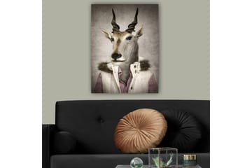 Canvastavla 70x100 cm - Stiliserad bild av en antilopklädd i en modern jacka med krage - Beige / Vit / Grå - Inredning - Tavlor & posters - Canvastavla
