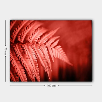 Canvastavla 70x100 cm - Stiliserad bild av ett rödaktigt ormbunke som framhäver dess detaljer - Röd / Svart - Inredning - Tavlor & posters - Canvastavla