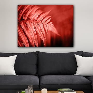 Canvastavla 70x100 cm - Stiliserad bild av ett rödaktigt ormbunke som framhäver dess detaljer - Röd / Svart - Inredning - Tavlor & posters - Canvastavla