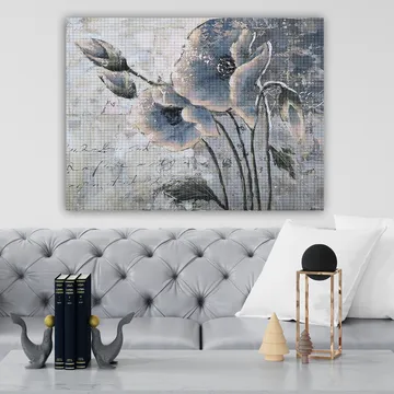 Canvastavla 70x100 cm - Stiliserad blomma i dämpade blå och grå toner - Blå / Grå - Inredning - Tavlor & posters - Canvastavla