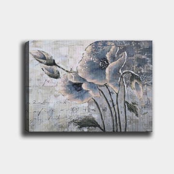 Canvastavla 70x100 cm - Stiliserad blomma i dämpade blå och grå toner - Blå / Grå - Inredning - Tavlor & posters - Canvastavla