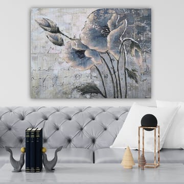 Canvastavla 70x100 cm - Stiliserad blomma i dämpade blå och grå toner - Blå / Grå - Inredning - Tavlor & posters - Canvastavla