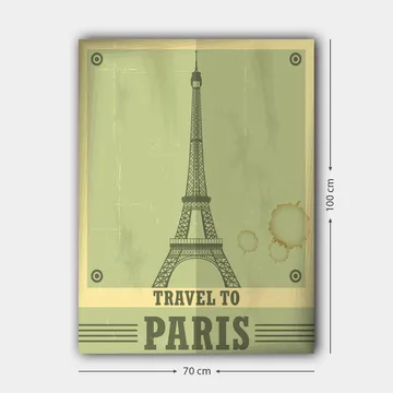 Canvastavla 70x100 cm - Stiliserad illustration av Eiffeltornet med en vintage känsla - Grön / Beige - Inredning - Tavlor & posters - Canvastavla