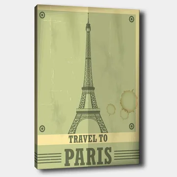 Canvastavla 70x100 cm - Stiliserad illustration av Eiffeltornet med en vintage känsla - Grön / Beige - Inredning - Tavlor & posters - Canvastavla