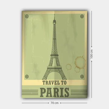 Canvastavla 70x100 cm - Stiliserad illustration av Eiffeltornet med en vintage känsla - Grön / Beige - Inredning - Tavlor & posters - Canvastavla