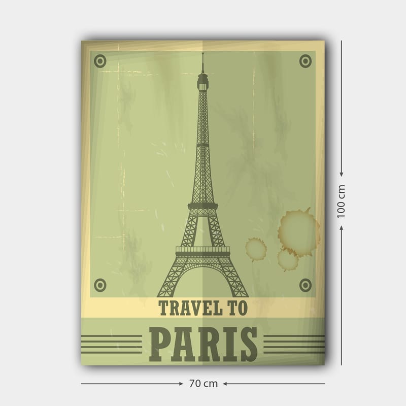 Canvastavla 70x100 cm - Stiliserad illustration av Eiffeltornet med en vintage känsla - Grön / Beige - Inredning - Tavlor & posters - Canvastavla