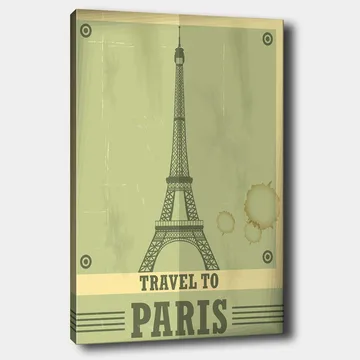 Canvastavla 70x100 cm - Stiliserad illustration av Eiffeltornet med en vintage känsla - Grön / Beige - Inredning - Tavlor & posters - Canvastavla