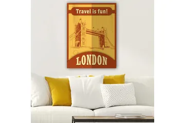 Canvastavla 70x100 cm - Stiliserad illustration av Tower Bridge i London med en retro känsla - Guld / Brun - Inredning - Tavlor & posters - Canvastavla