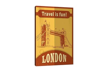 Canvastavla 70x100 cm - Stiliserad illustration av Tower Bridge i London med en retro känsla - Guld / Brun - Inredning - Tavlor & posters - Canvastavla