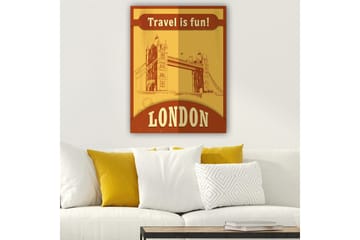 Canvastavla 70x100 cm - Stiliserad illustration av Tower Bridge i London med en retro känsla - Guld / Brun - Inredning - Tavlor & posters - Canvastavla