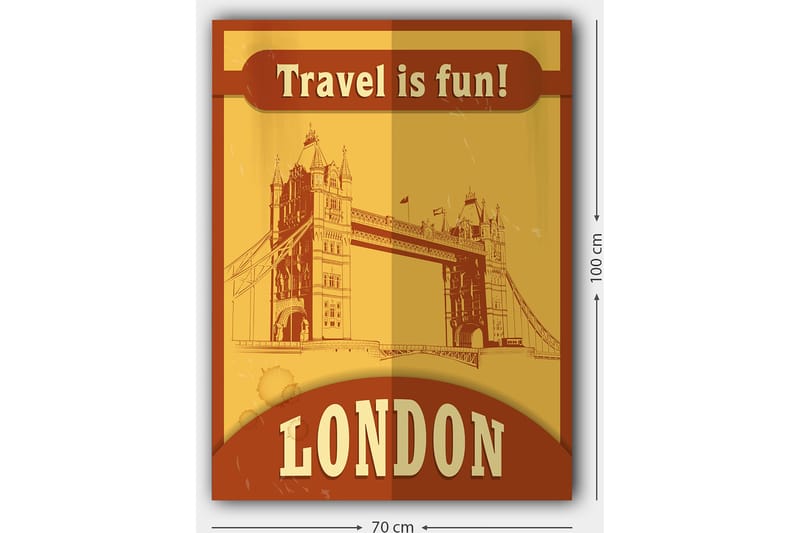Canvastavla 70x100 cm - Stiliserad illustration av Tower Bridge i London med en retro känsla - Guld / Brun - Inredning - Tavlor & posters - Canvastavla
