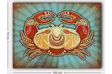 Canvastavla 70x100 cm - Stiliserad krabba med färgglada detaljer - Röd / Orange / Turkos - Inredning - Tavlor & posters - Canvastavla