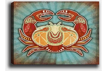 Canvastavla 70x100 cm - Stiliserad krabba med färgglada detaljer - Röd / Orange / Turkos - Inredning - Tavlor & posters - Canvastavla